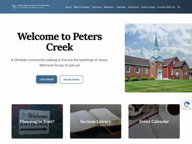 photo of homepage of peters creek church of the brethren